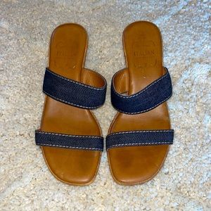 Italian shoemaker leather wedge sandal